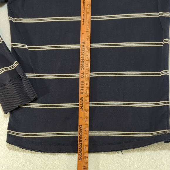 Y2K Hollister Dark Blue Striped Long Sleeve Tee Preppy School - Picture 6 of 8